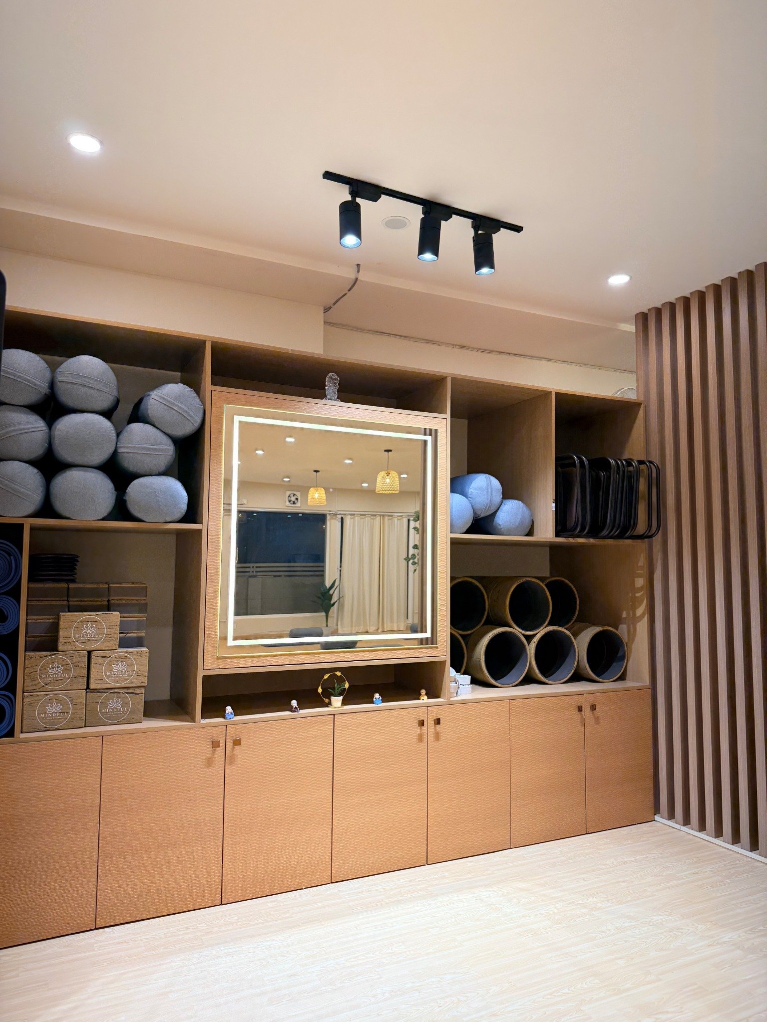 Studio storage and yoga props