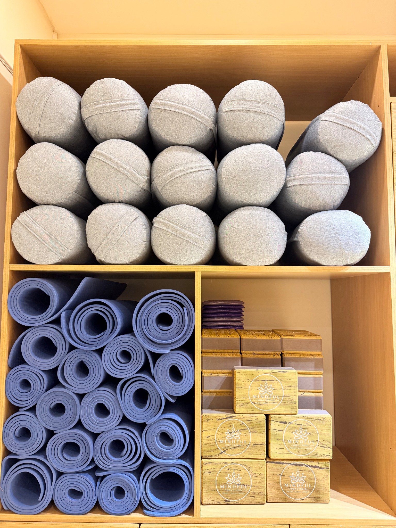 Premium yoga props at Mindful Yoga Studios